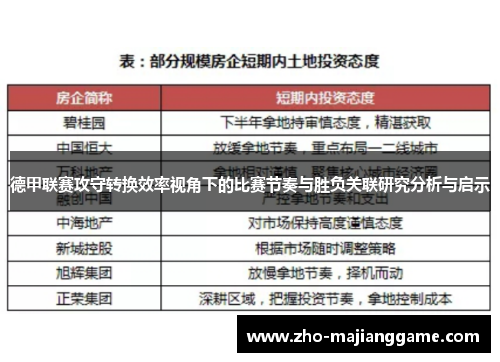 德甲联赛攻守转换效率视角下的比赛节奏与胜负关联研究分析与启示