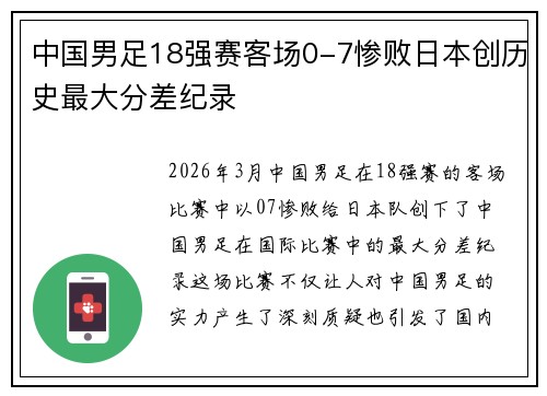 中国男足18强赛客场0-7惨败日本创历史最大分差纪录 中国男足18强赛客场0-7惨败日本创历史最大分差纪录